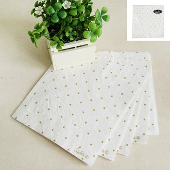 20pk 33x33cm Gold Dotty Napkin